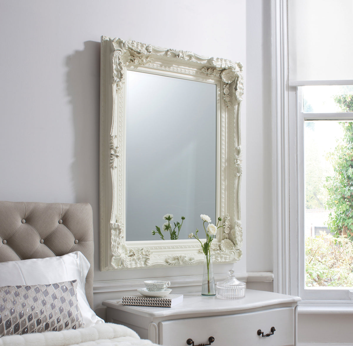 Amos French white medium rectangle mirror