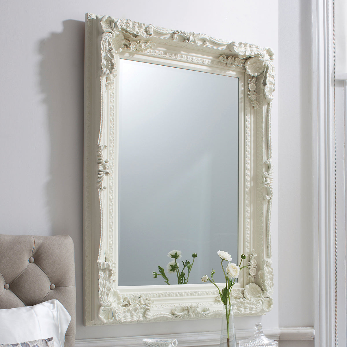 Amos French white medium rectangle mirror