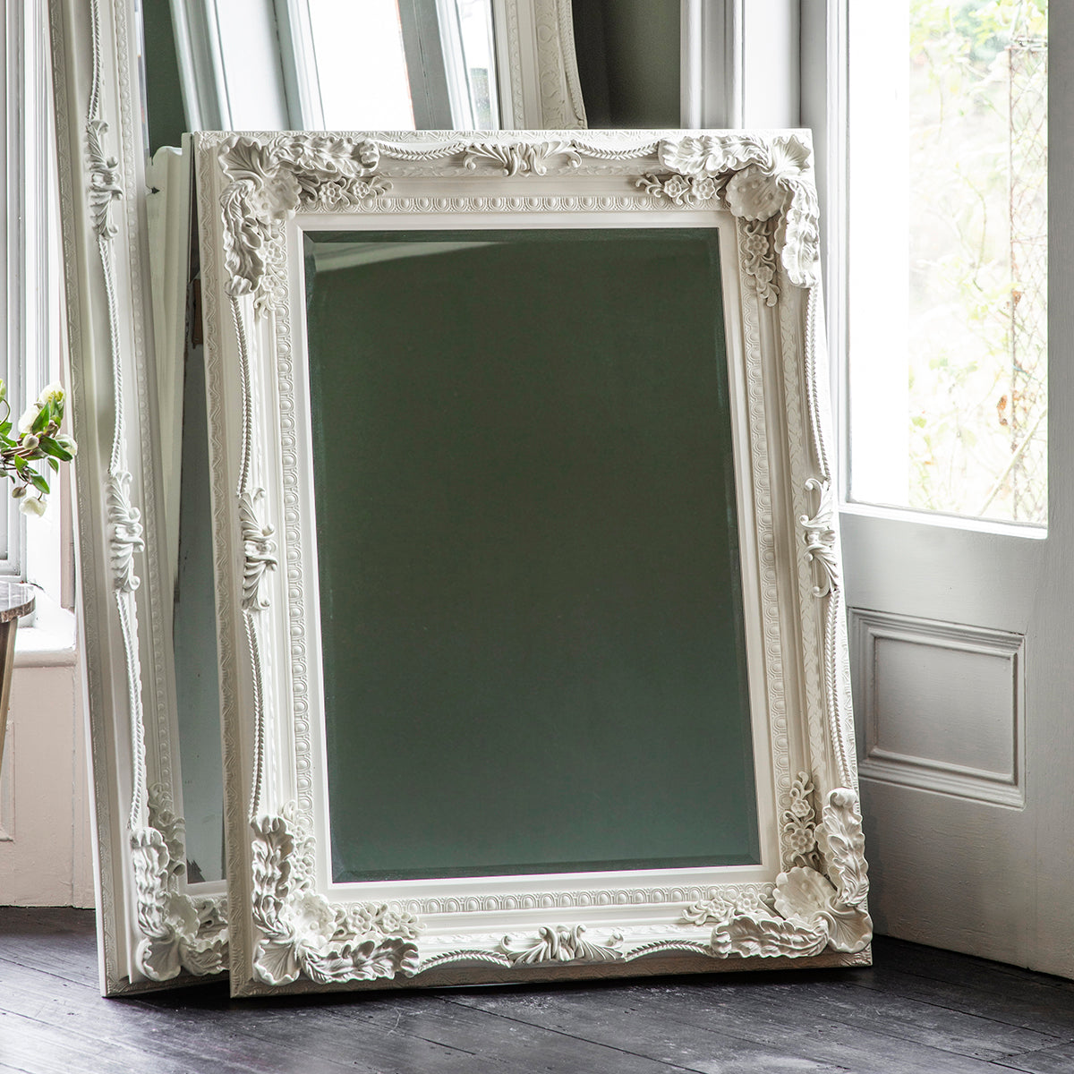 Amos French white medium rectangle mirror