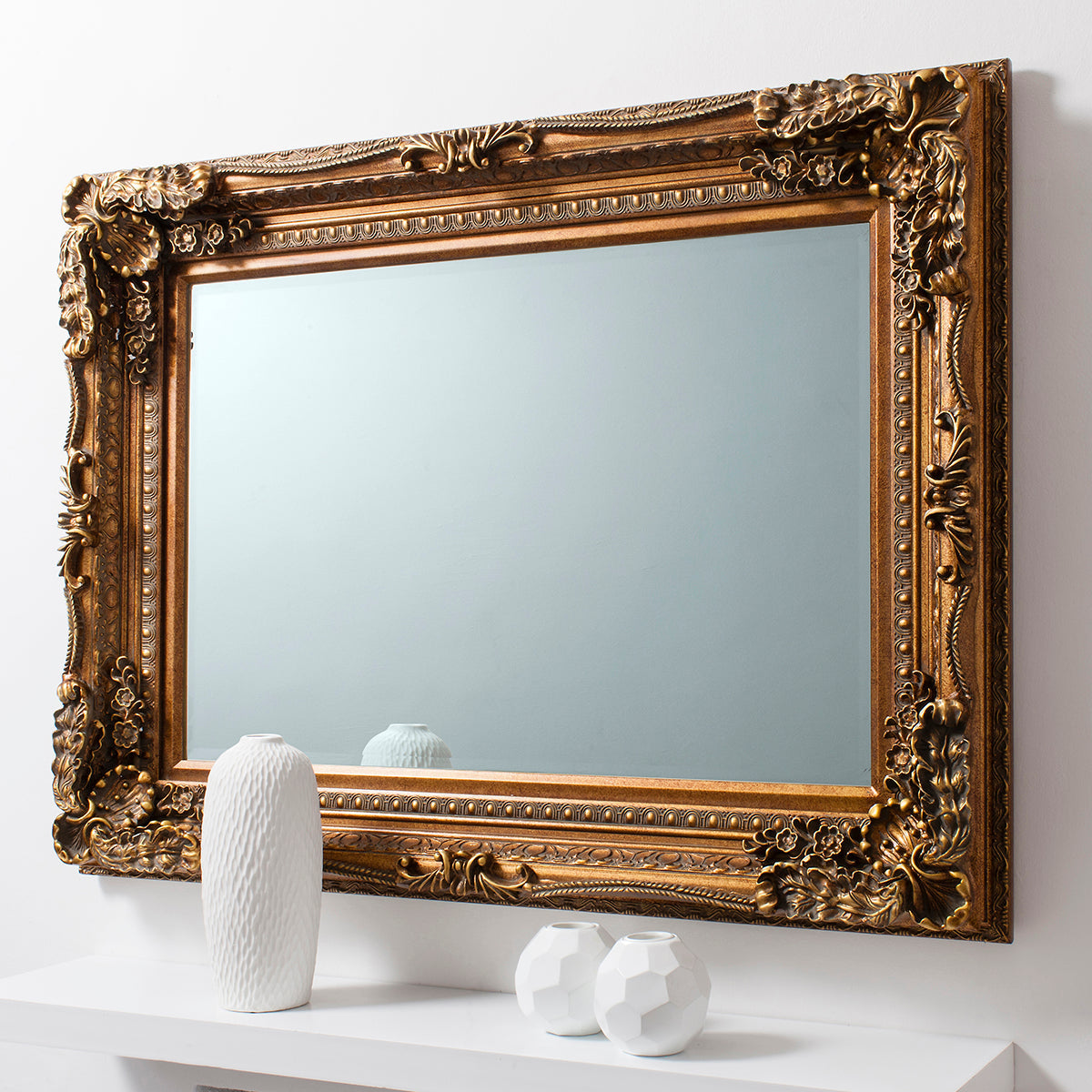 Amos Gold leaf medium rectangle mirror