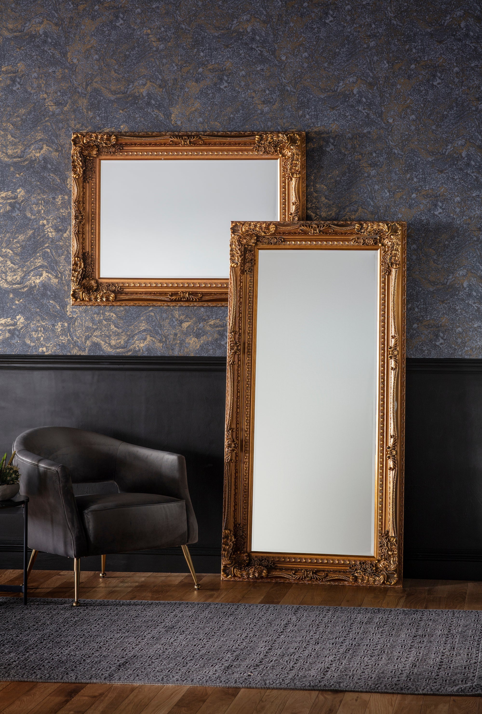 Amos Gold leaf medium rectangle mirror