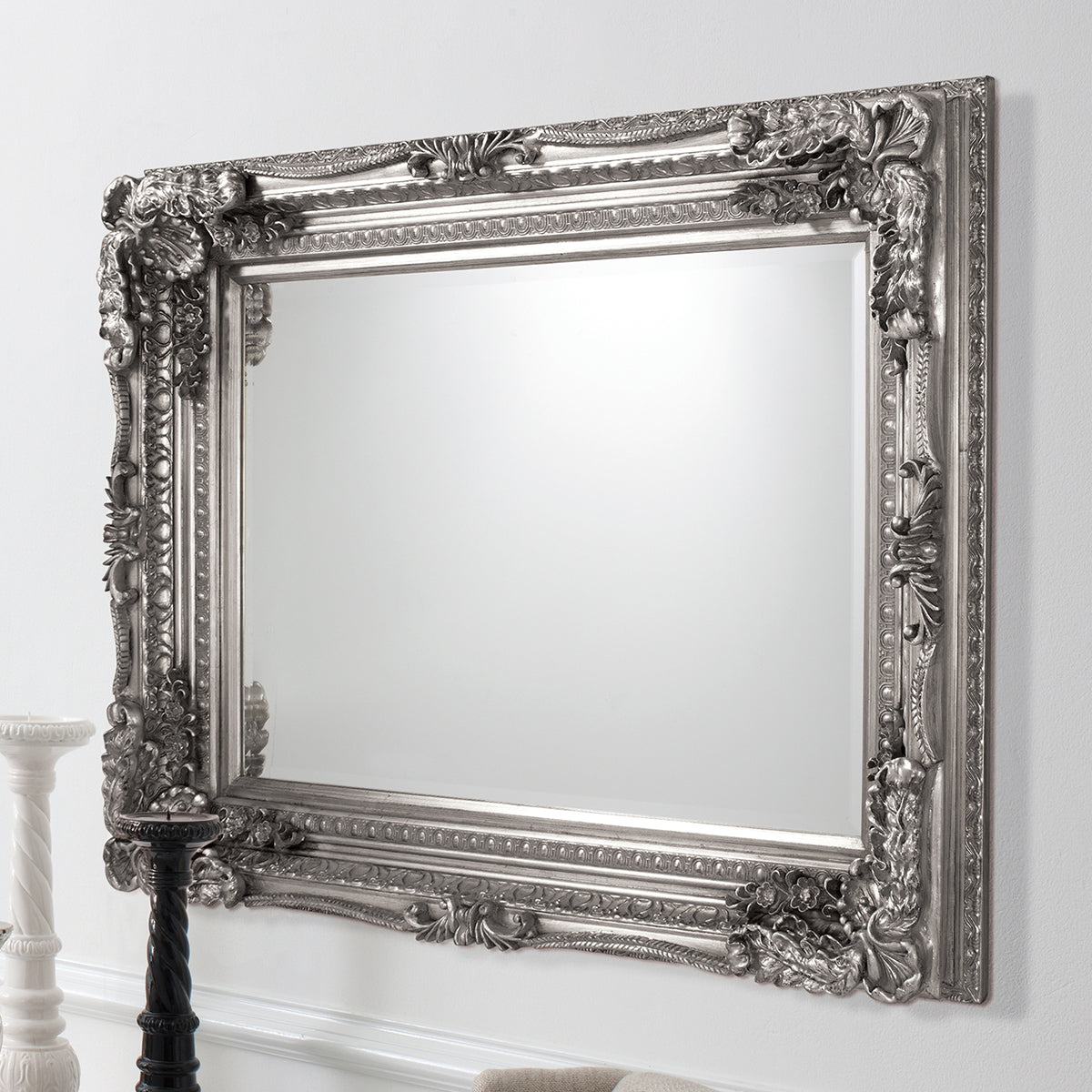 Amos Silver leaf finish medium rectangle mirror