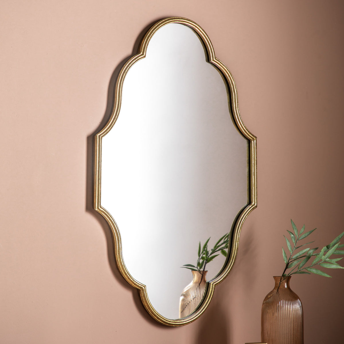 Amos Aged gold frame ellipse mirror