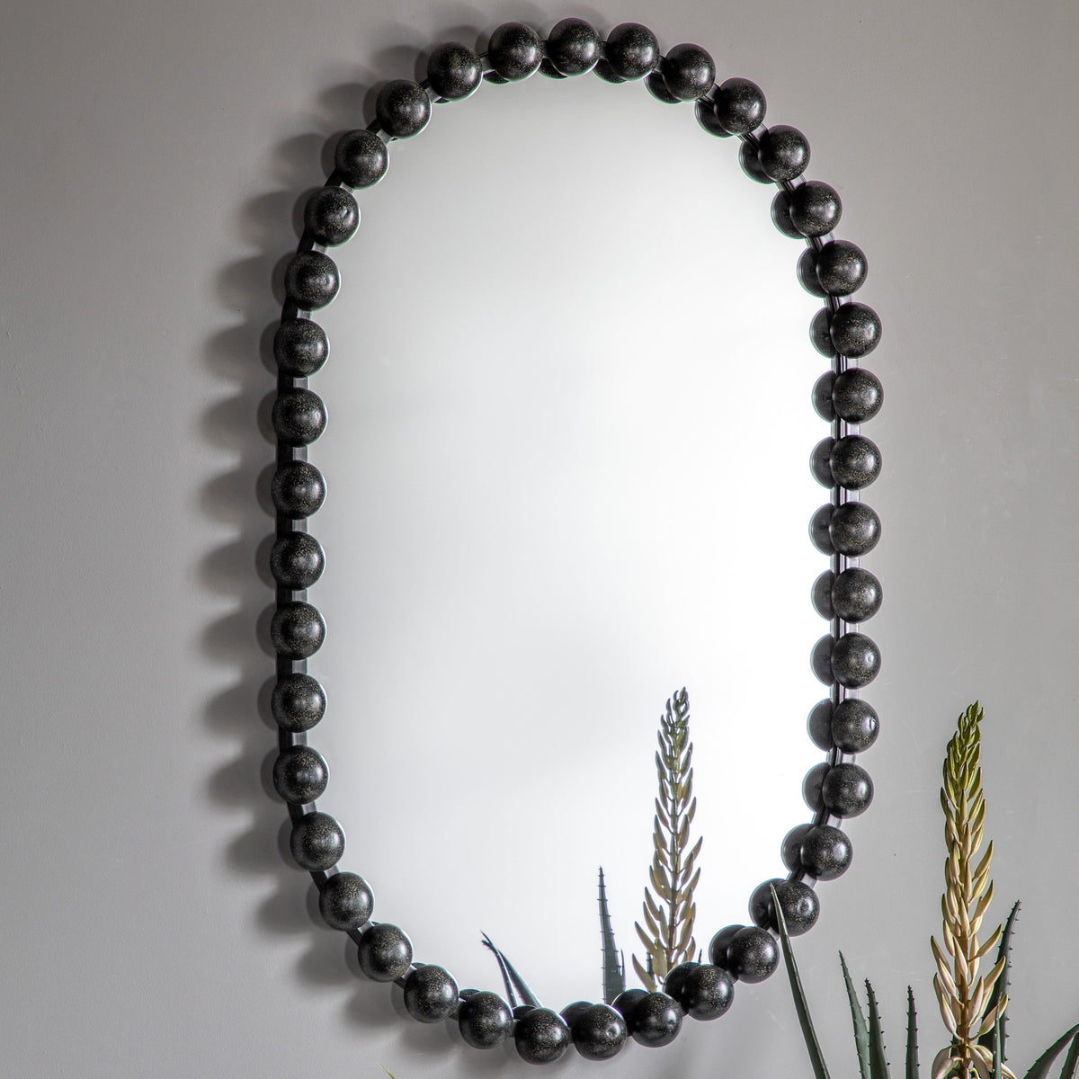 Amos Aged black ellipse mirror