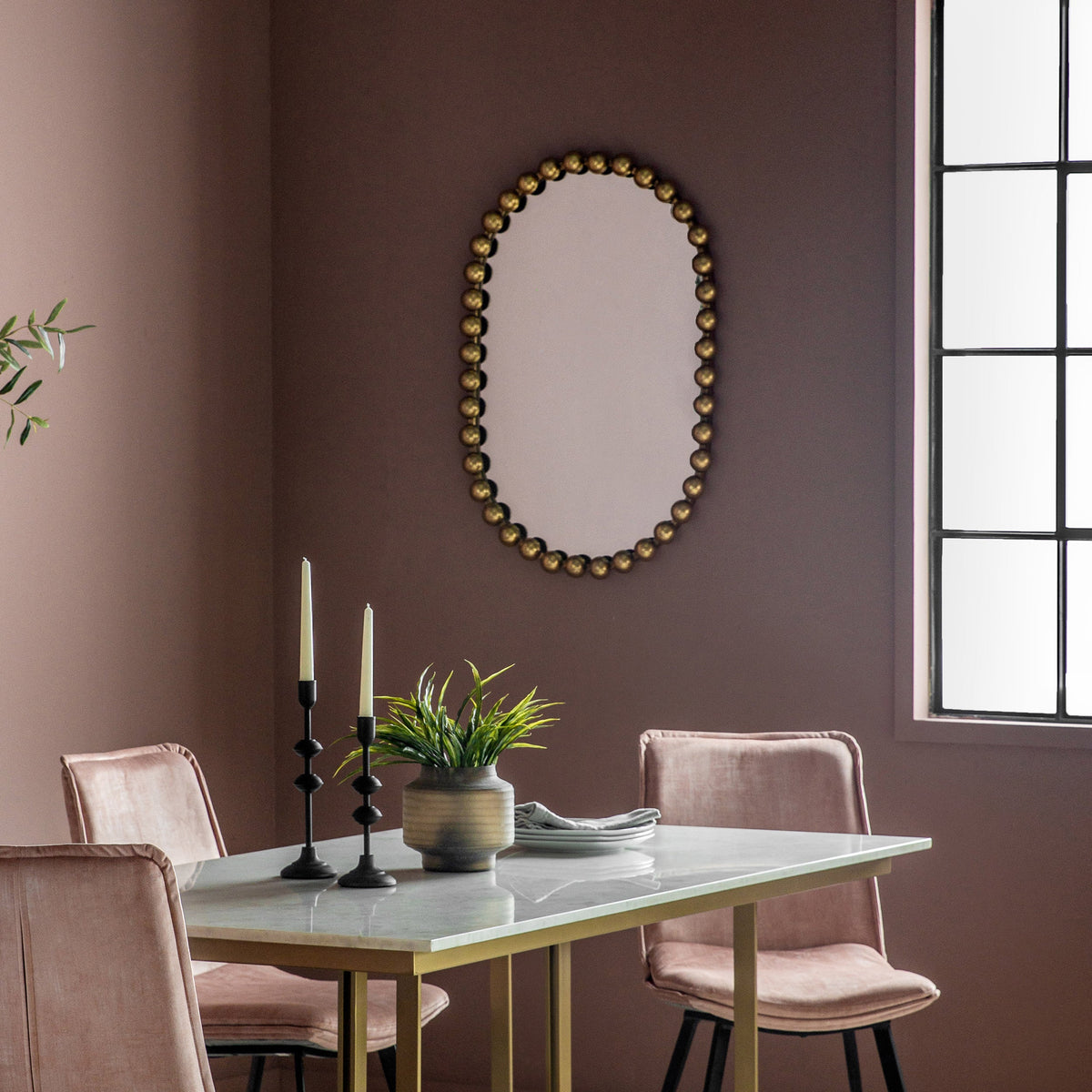 Amos Aged gold ellipse mirror