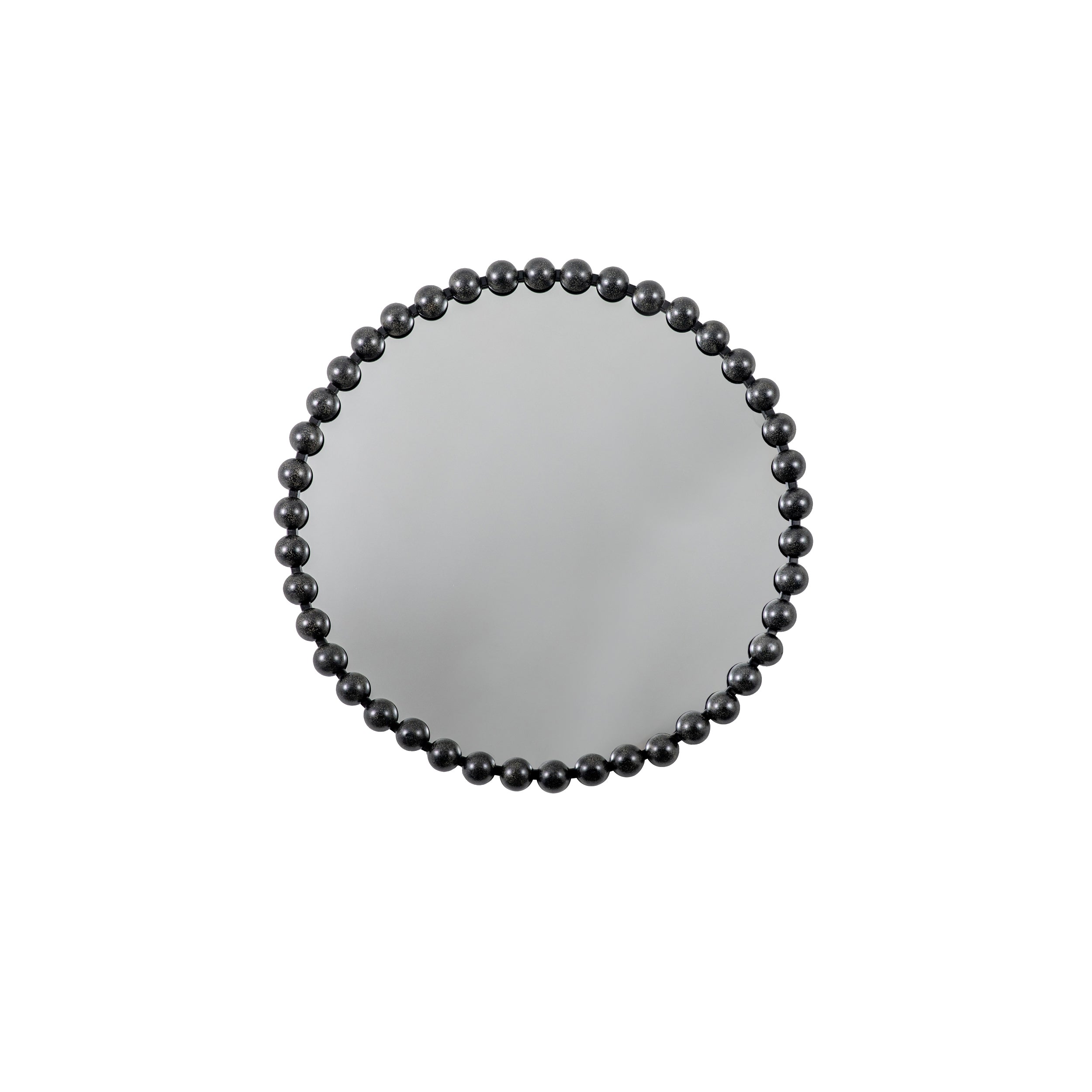Amos Aged black round mirror