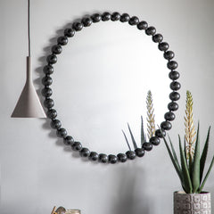Amos Aged black round mirror