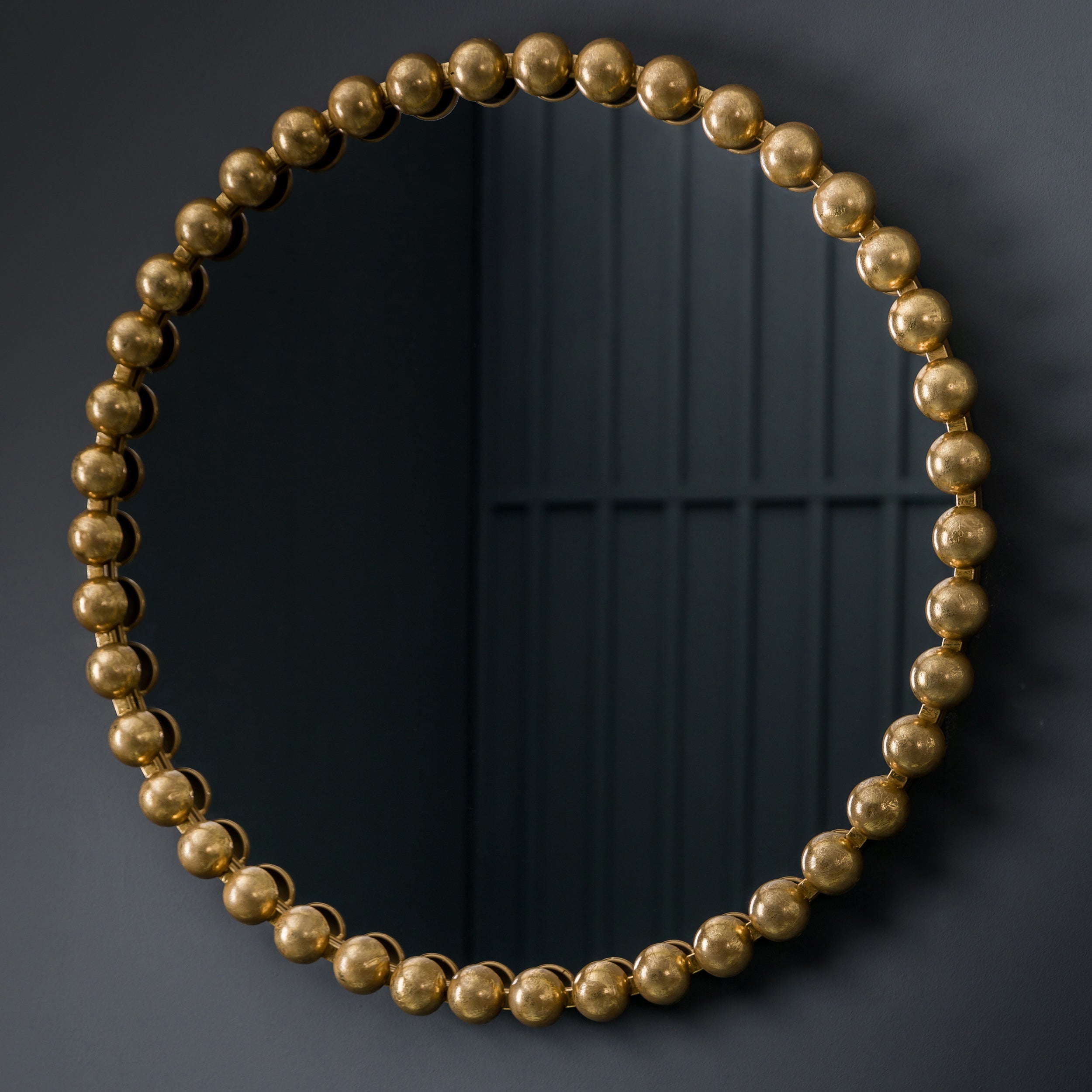 Amos Aged gold round mirror