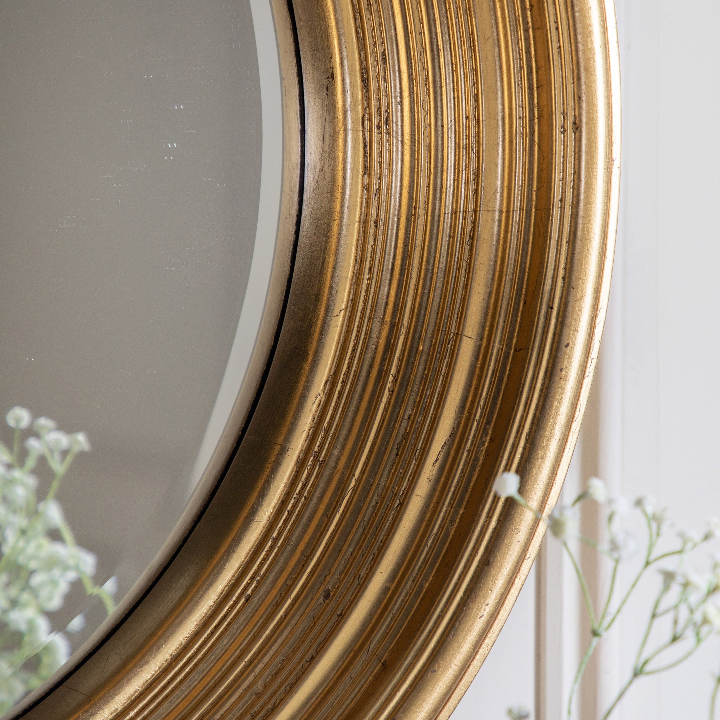 Amos Gold leaf round mirror