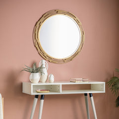 Amos Gold painted round mirror