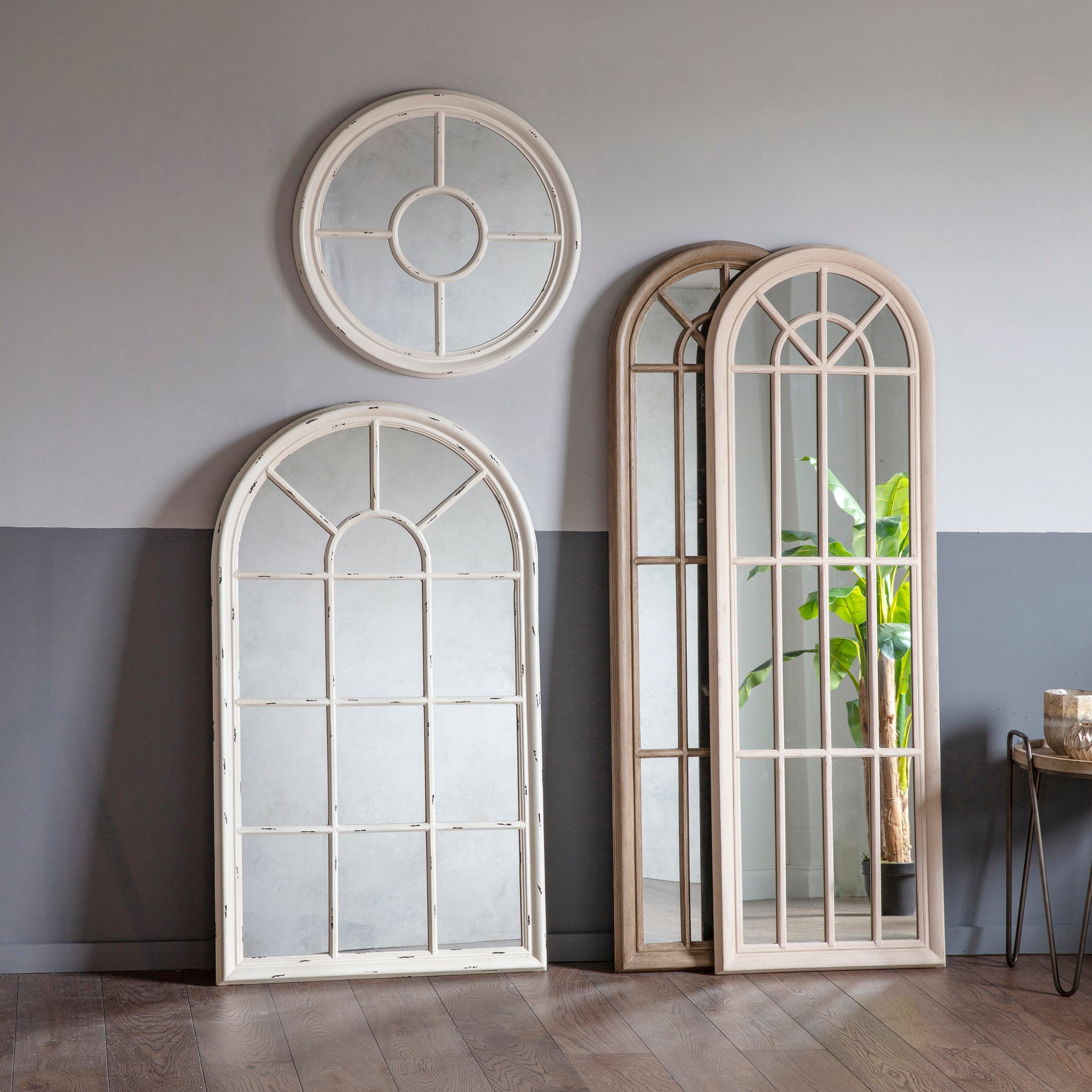 Amos Vintage clay round window mirror