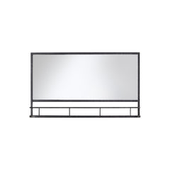 Amos Charcoal black rectangular mirror with shelf