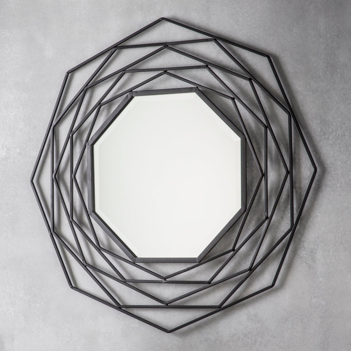 Amos Matt black octagon mirror