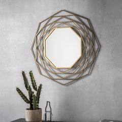 Amos Satin gold octagon mirror