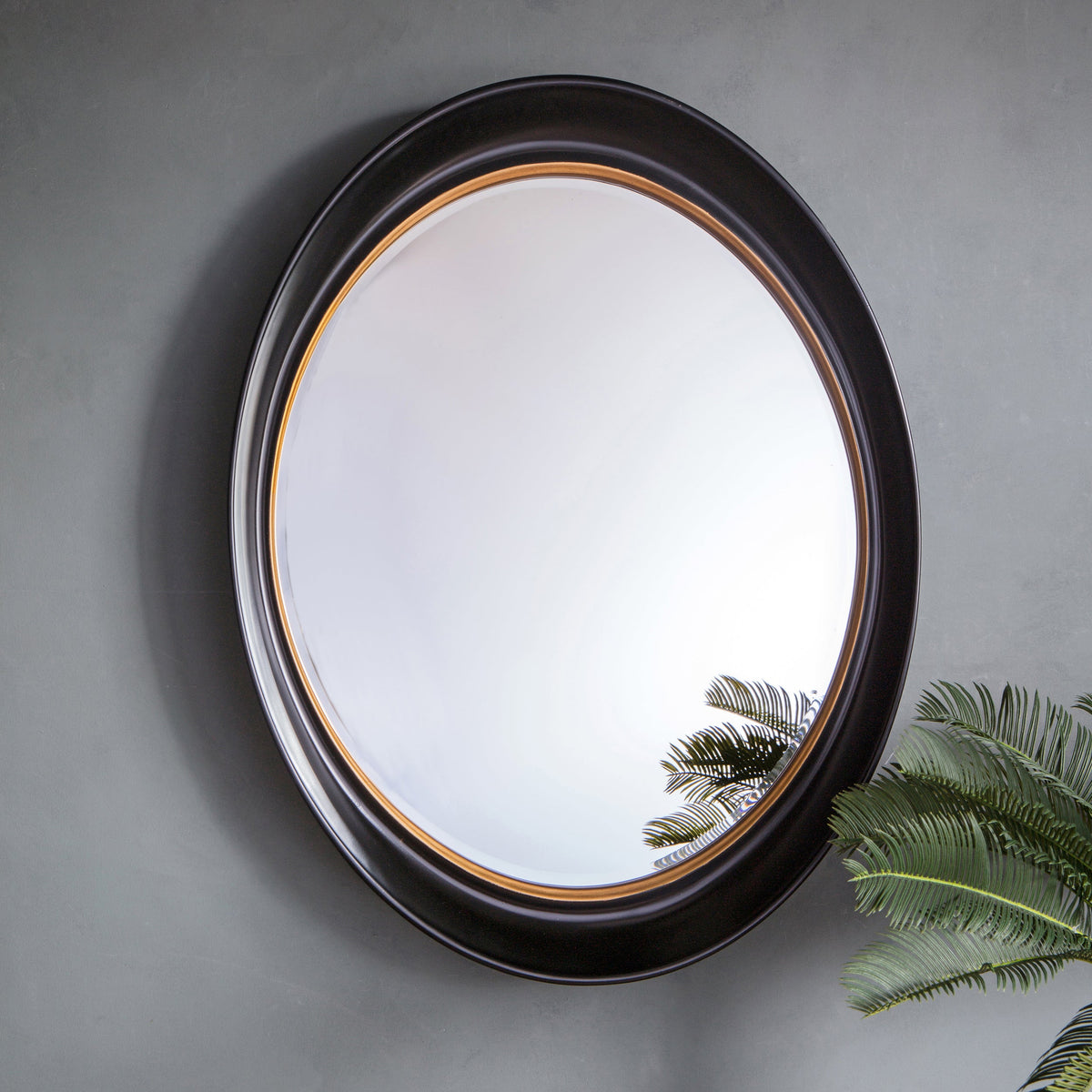 Amos Black oval mirror