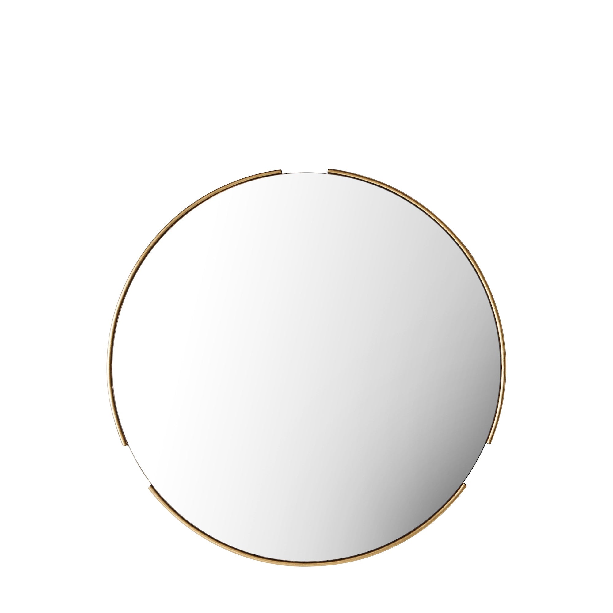 Amos Tubular notched aged gold round mirror