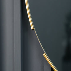 Amos Tubular notched aged gold round mirror
