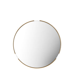 Amos Tubular notched aged gold round mirror