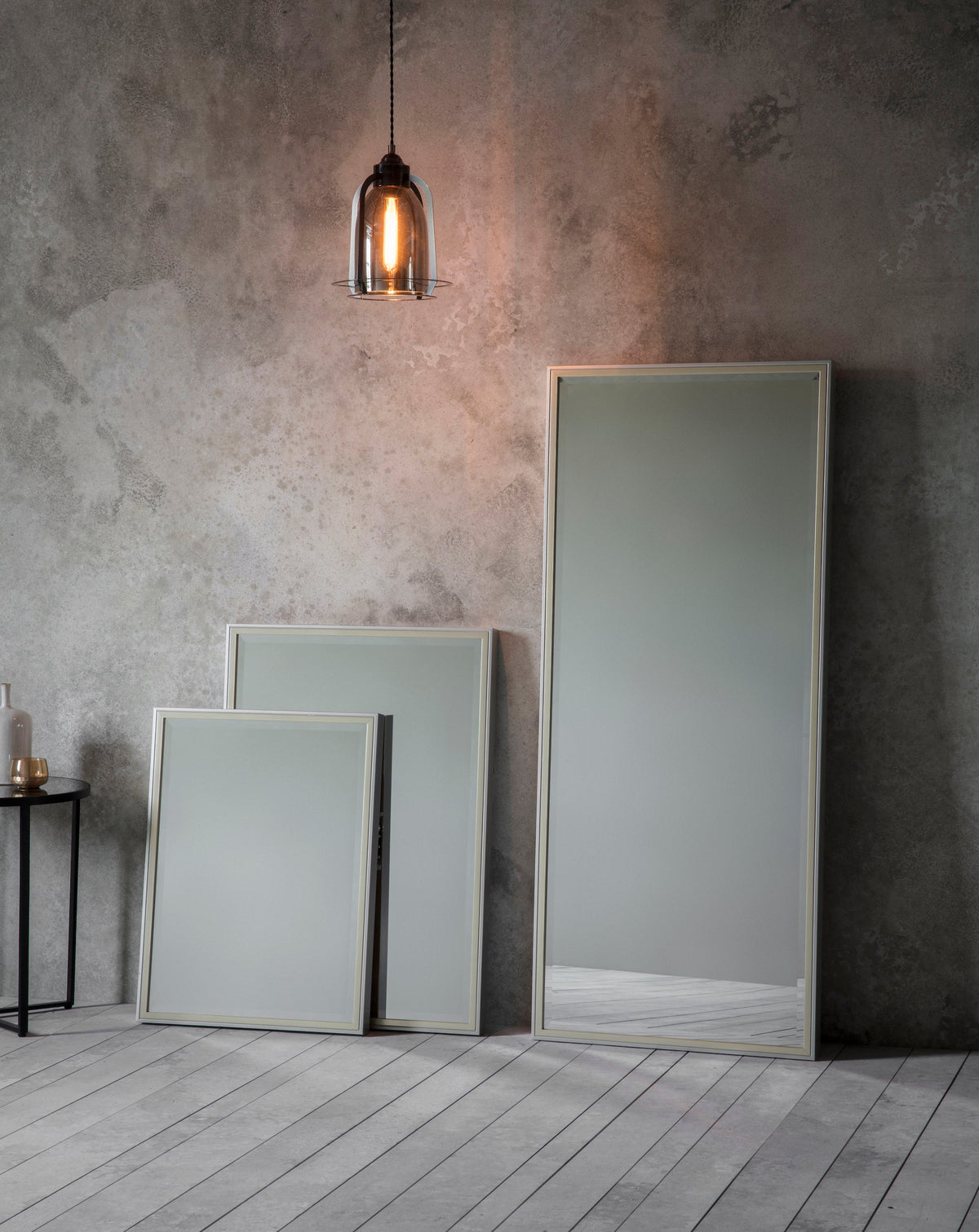 Amos Pewter and champagne gold paint leaner mirror