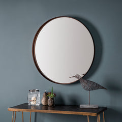 Amos Aged bronze finish round mirror