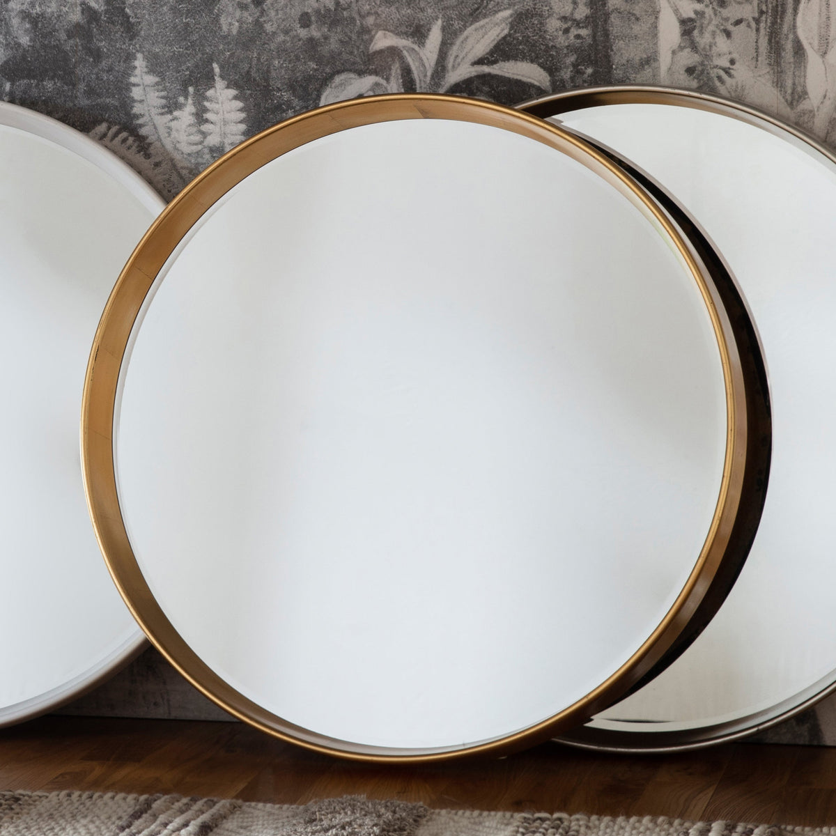 Amos Aged gold paint round mirror