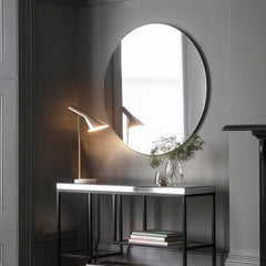 Amos Matt black thin round mirror