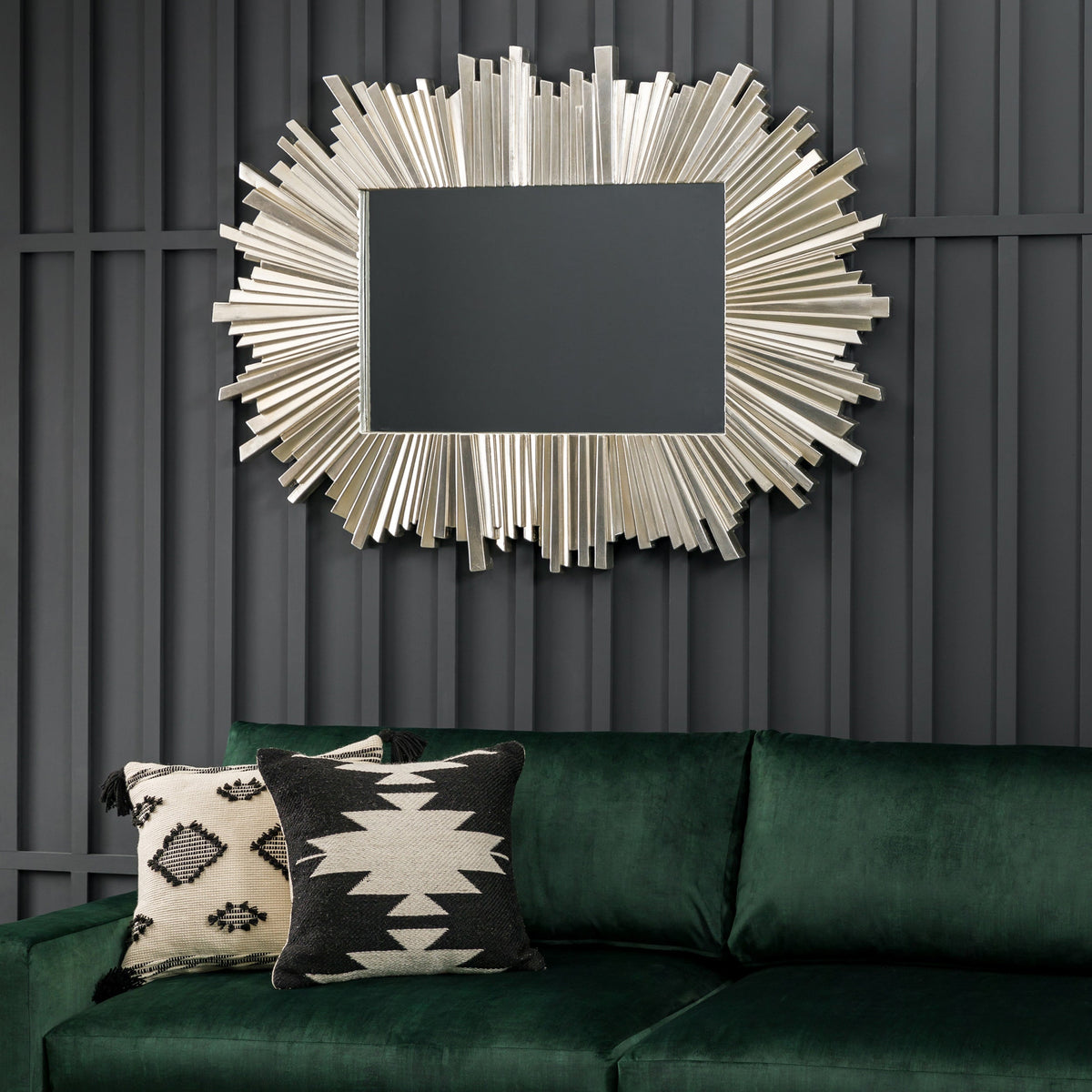 Amos Antique silver star burst rectangle mirror