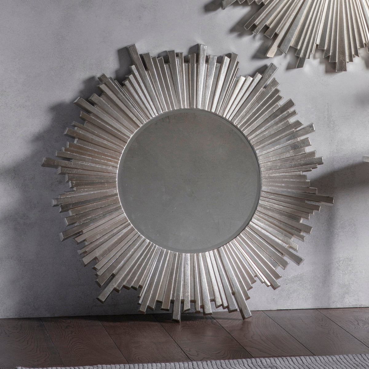 Amos Antique silver star burst round mirror