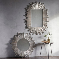 Amos Antique silver star burst round mirror