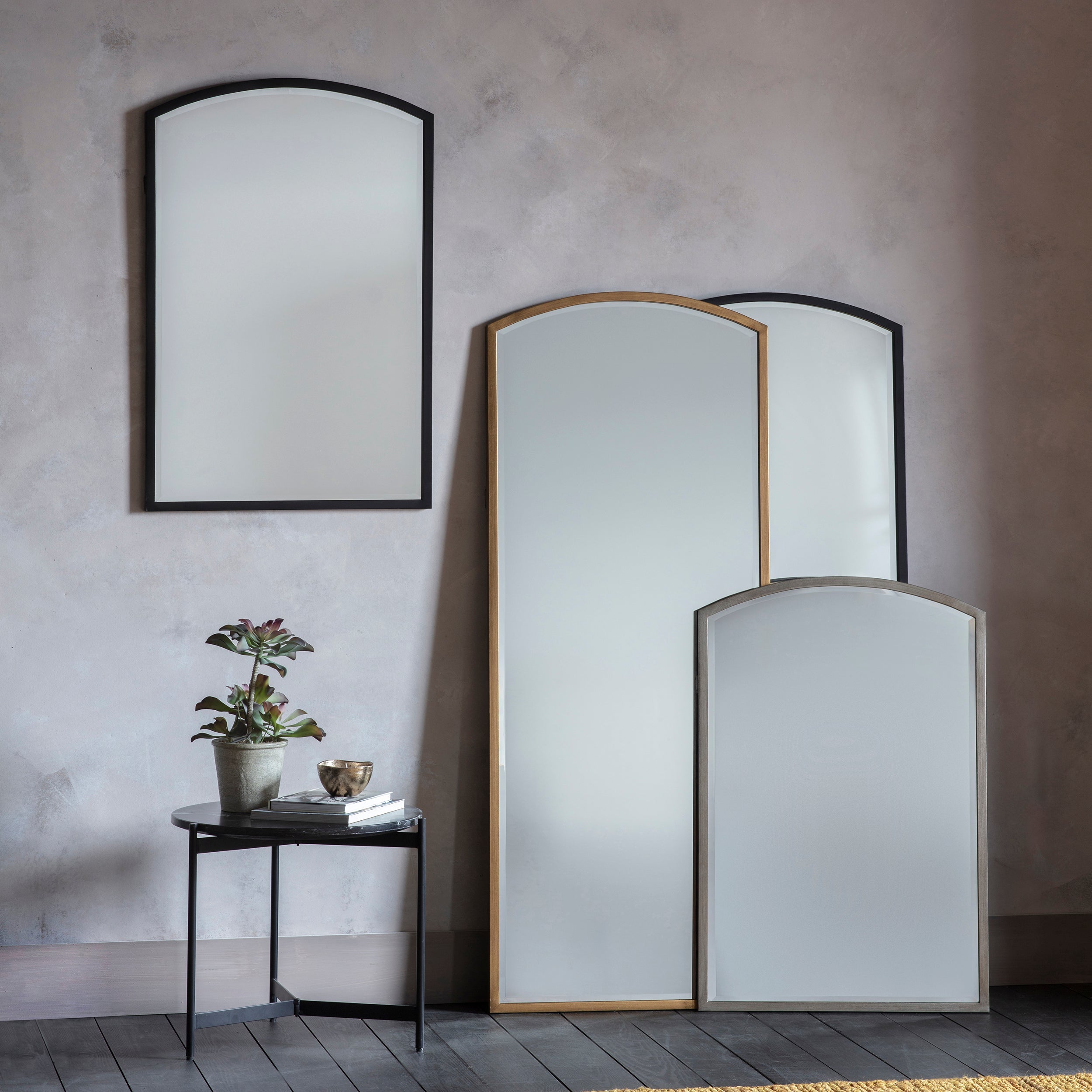 Amos Aged black tall arch mirror