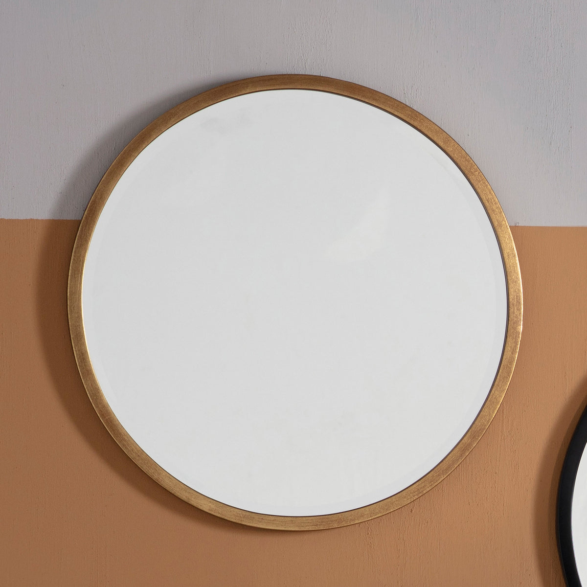 Amos Antique gold medium round mirror