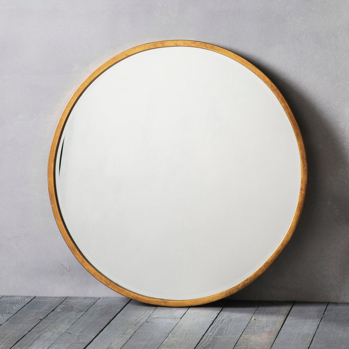 Amos Antique gold paint large round mirror