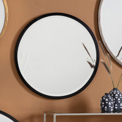 Amos Aged black medium round mirror