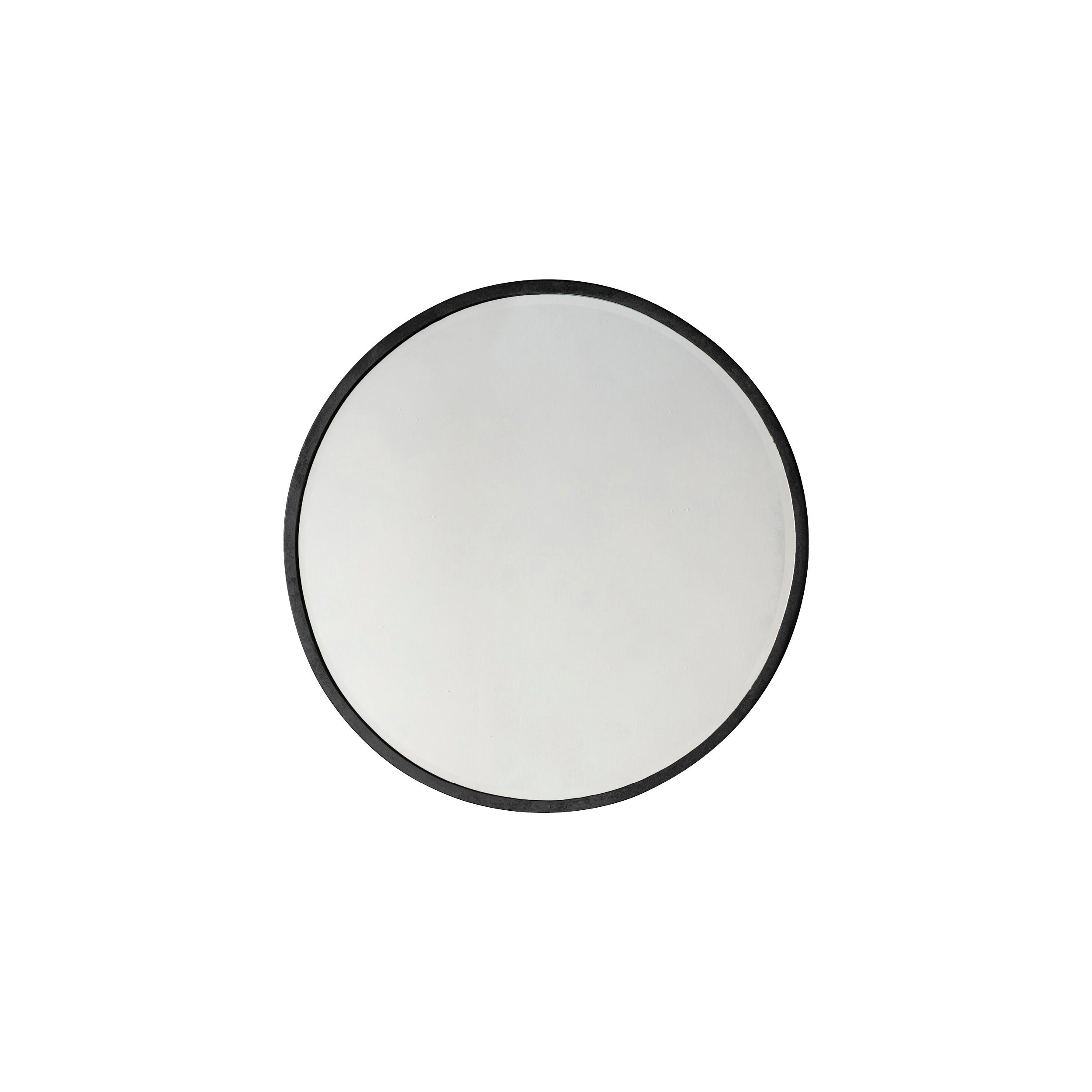 Amos Aged black large round mirror