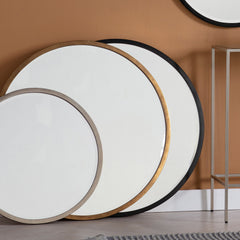 Amos Aged black large round mirror
