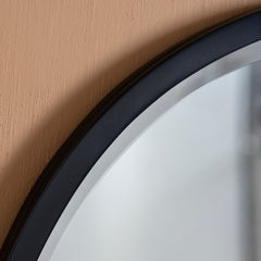 Amos Aged black large round mirror