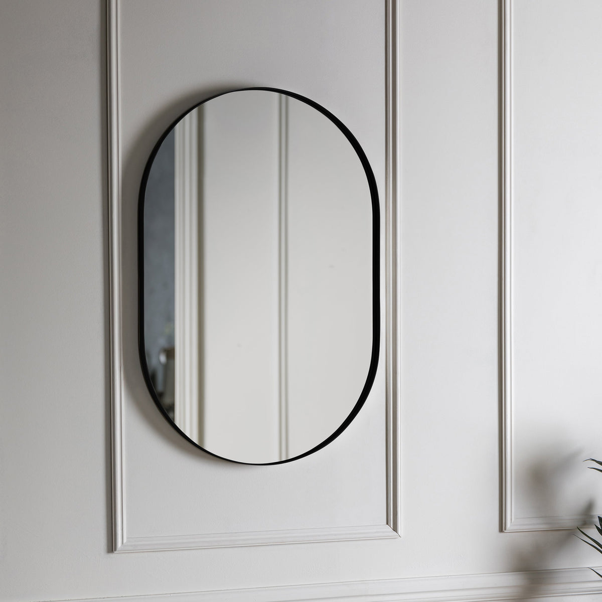 Amos Matt black ellipse mirror