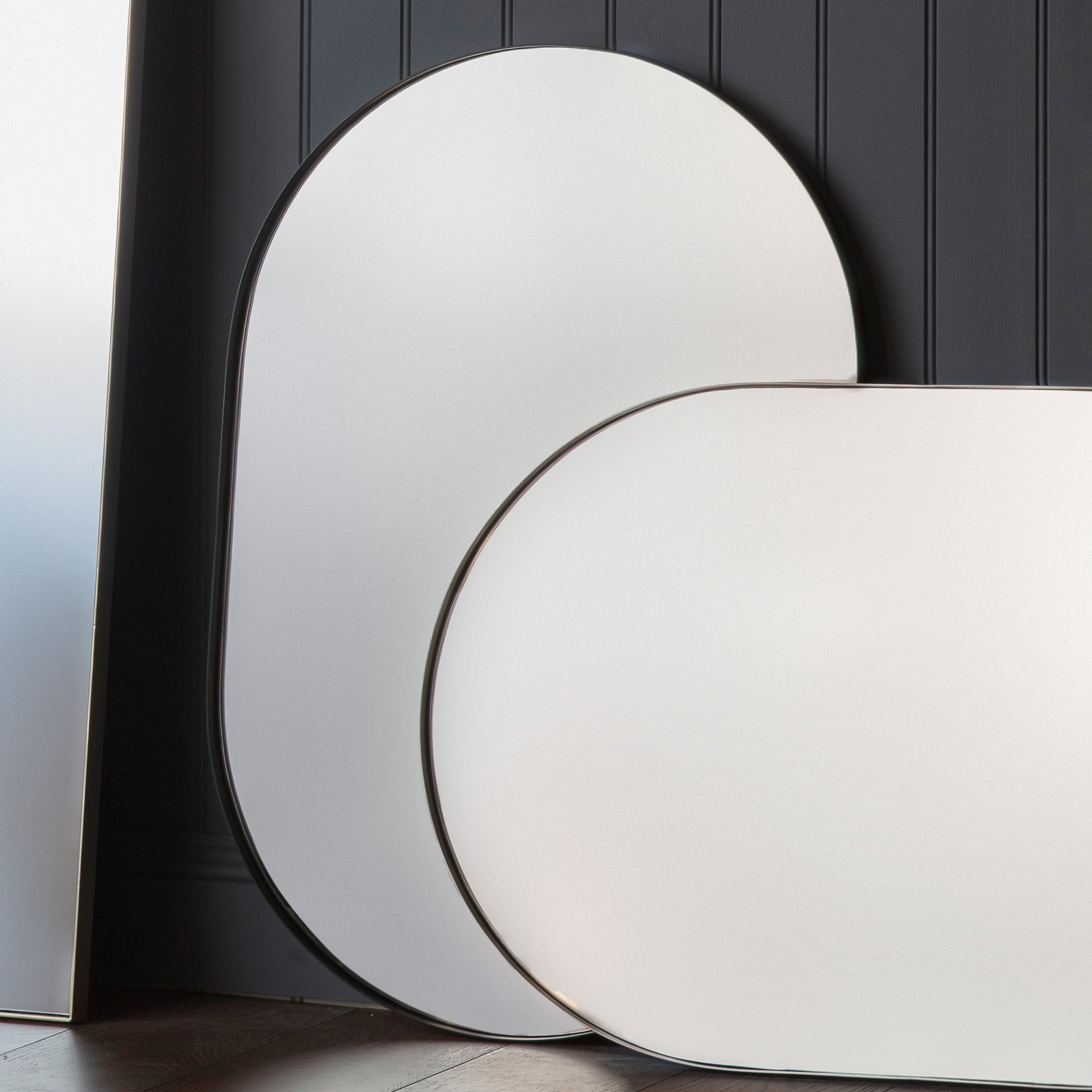 Amos Matt black ellipse mirror
