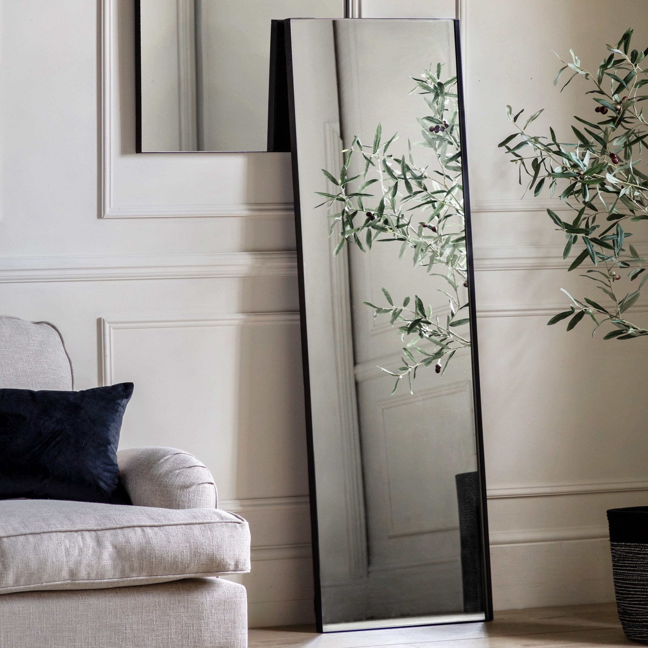 Amos Matt black rectangle leaner mirror