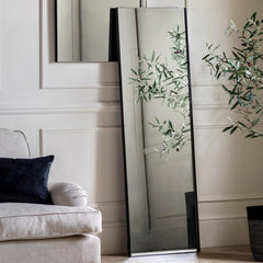 Amos Matt black rectangle leaner mirror