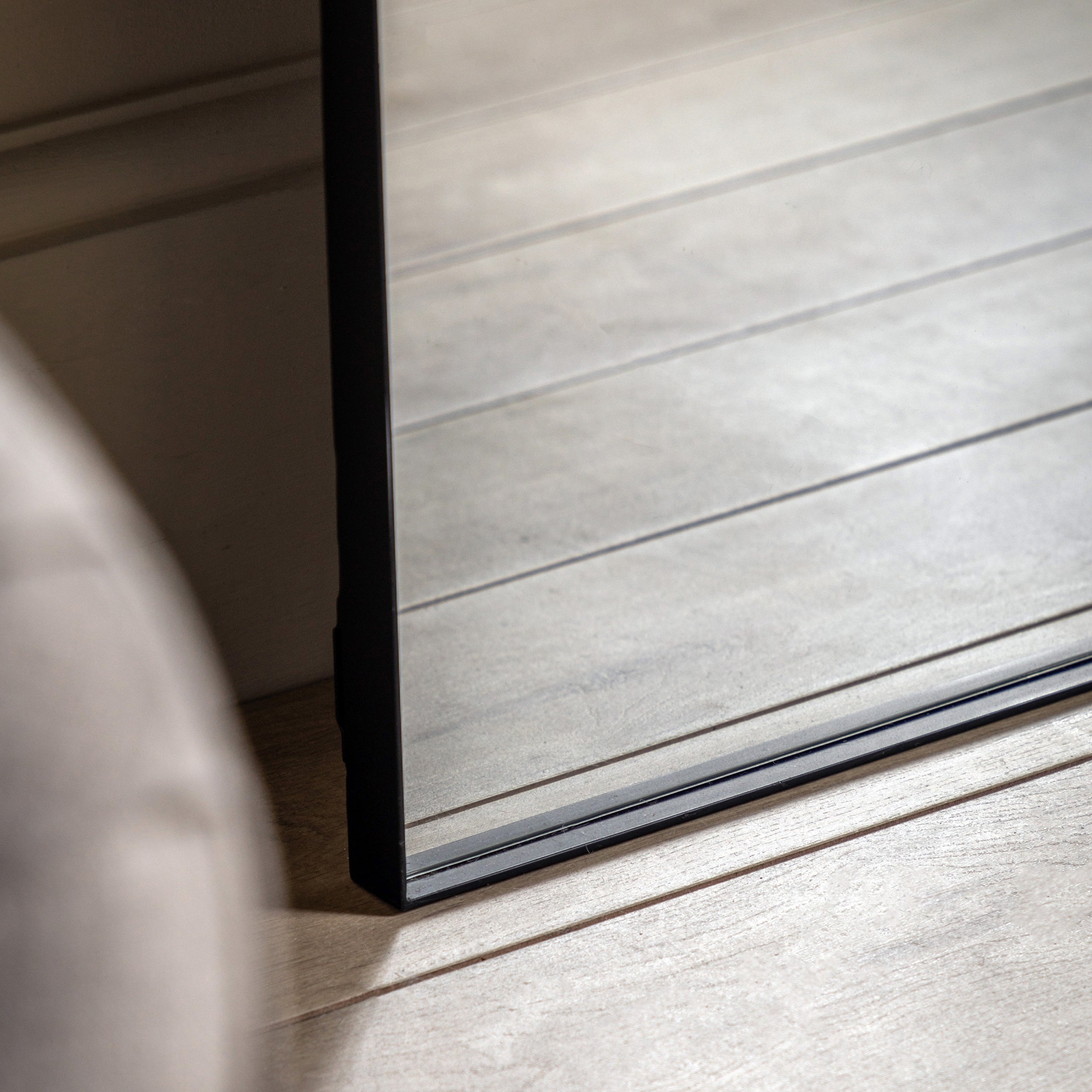 Amos Matt black rectangle leaner mirror