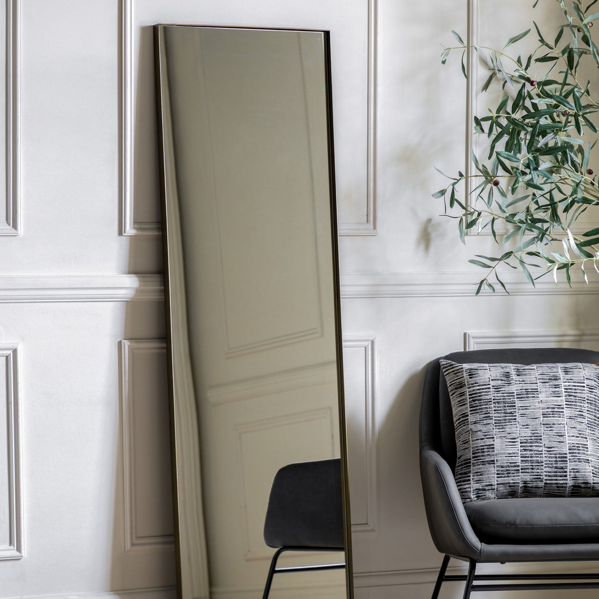 Amos Brushed bronze leaner mirror