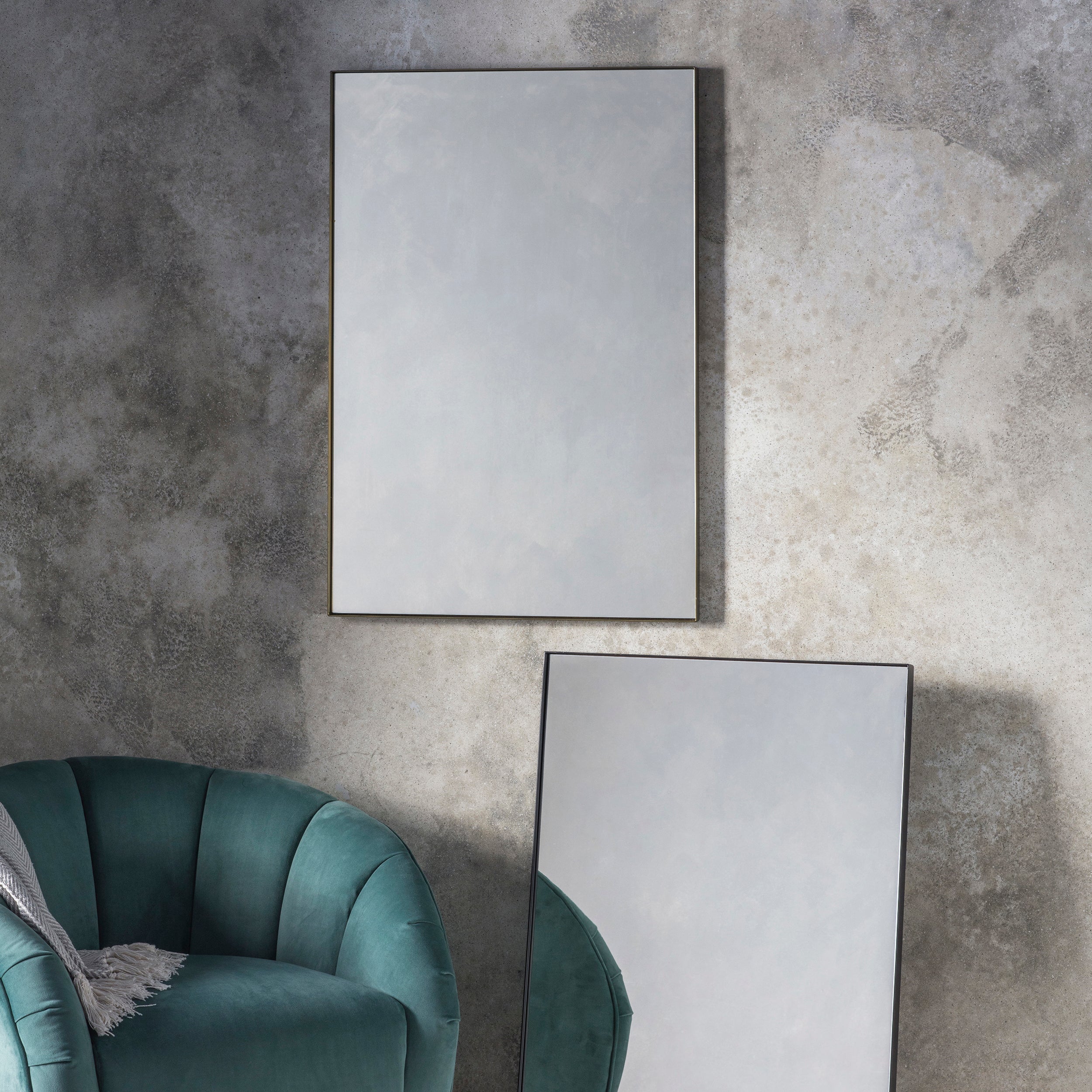 Amos Aged bronze paint rectangle mirror
