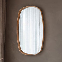 Amos Solid oak ellipse mirror