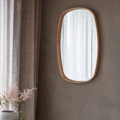 Amos Solid oak ellipse mirror