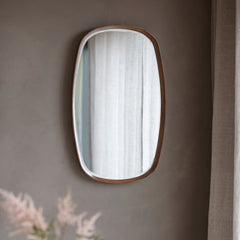 Amos Walnut stained wood ellipse mirror