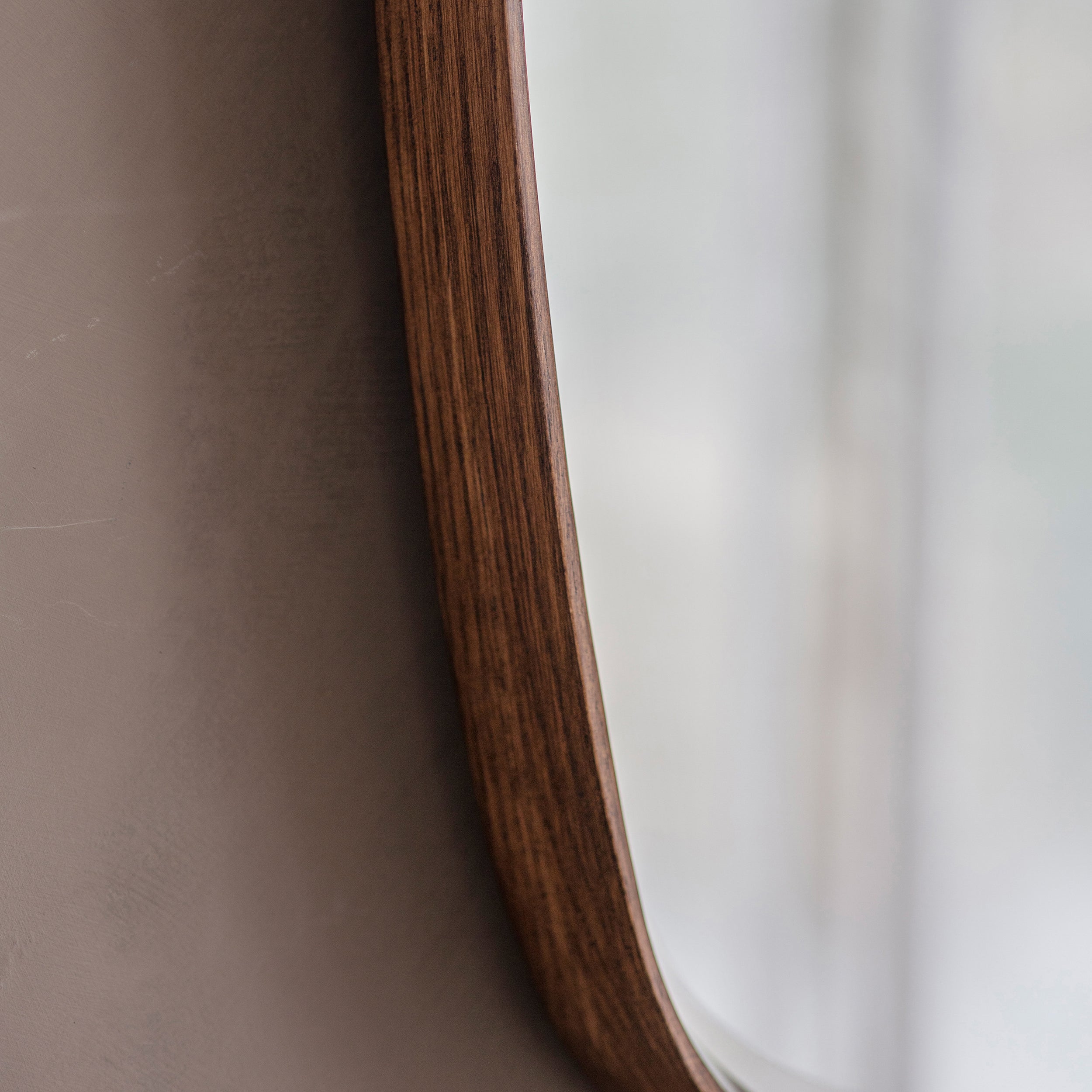 Amos Walnut stained wood ellipse mirror