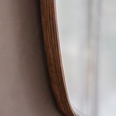 Amos Walnut stained wood ellipse mirror