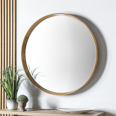 Amos Solid oak large round mirror
