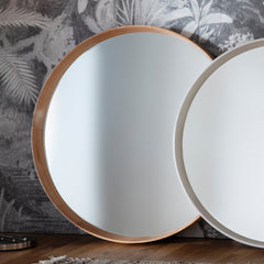 Amos Solid oak large round mirror